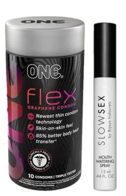 Комплект Набір 10 штук ONE Flex графен + Спрей для посилення слиновиділення Bijoux Indiscrets Slow Sex Mouthwatering spray SOS6235 фото