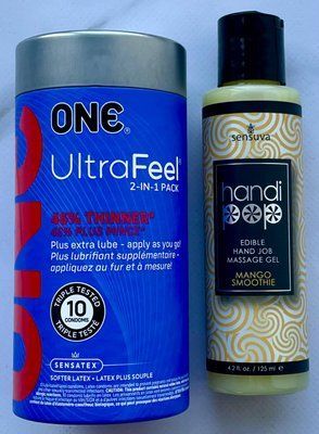 Набор ONE UltraFeel 2-in-1 10 штук - Лубрикант вкусовой Sensuva Handipop Mango Smoothie (125 мл) SOS3364 фото