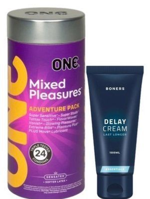 Набор из 24 шт ONE Mixed Pleasures + Пролонгатор Boners Delay Cream 100 мл SOS9362 фото