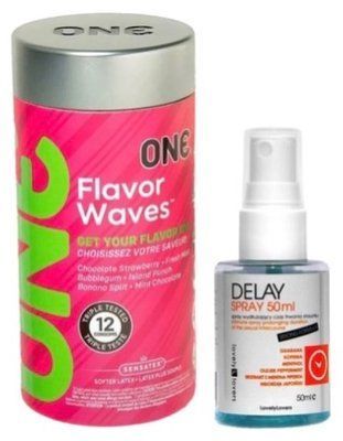Набор из 12 шт ONE Flavor Waves + Пролонгатор LOVELY LOVERS DELAY SPRAY 50 ML SOS9312 фото