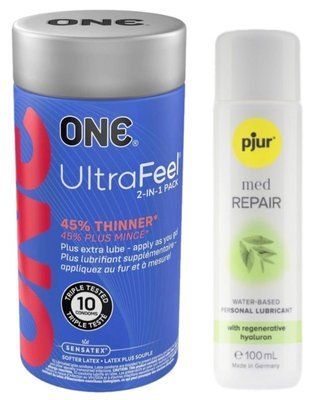 Набор ONE UltraFeel 10 шт + Pjur MED Repair Glide 100 мл SOS13083 фото