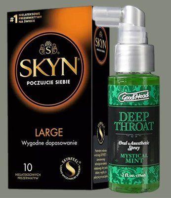 Комплект SKYN Large 10 шт + Спрей Doc Johnson GoodHead DeepThroat Spray - Mystical Mint 59 мл SOS5580 фото