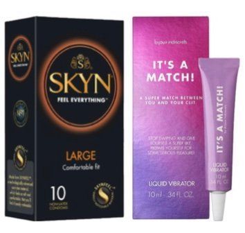 SKYN Large 10 шт + Bijoux Indiscrets Clitherapy Liquid Vibrator &ndash; IT'S A MATCH SOS7067 фото