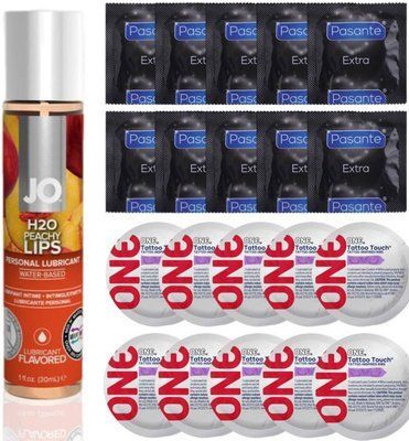 Набір 20 шт Pasante Extra та ONE Tattoo Touch + System JO H2O &mdash; Peachy Lips (30 мл) SOS4869 фото