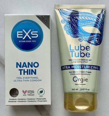 Набір EXS NANO Thin 12 шт - Лубрикант LUBE TUBE XTRA, 150 мл ORGIE SOS3264 фото