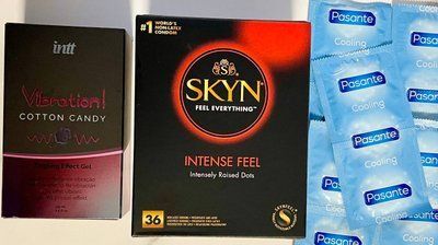 Набір 46 шт SKYN Intense Feel - Pasante Cooling + Рідкий вібратор Intt Vibration Cotton Candy (15 мл) SOS1513 фото