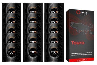Комплект EXS Black Latex 15 шт + Orgie TOURO Cream (15 мл) SOS14632 фото