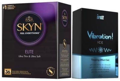 Набор из SKYN Elite 36 шт + Жидкий вибратор Intt Vibration Ice (15 мл) SOS10222 фото
