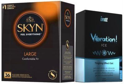 Набор из SKYN Large (36 шт) + Жидкий вибратор Intt Vibration Ice (15 мл) SOS9922 фото