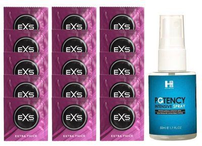 Комплект EXS Extra Thick 15 шт + SHS Potency Spray - 50 ml SOS14726 фото