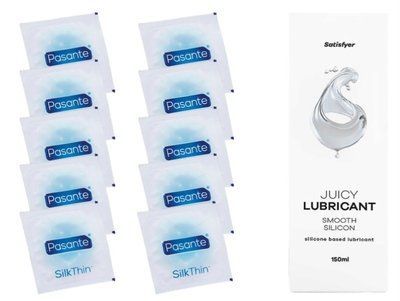 Комплект: Pasante Silk 10 шт. + Лубрикант Satisfyer Juicy Lubricant Smooth Silicon 150 мл SOS11531 фото