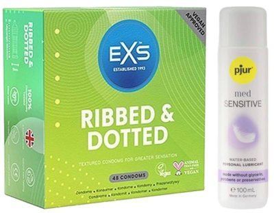 Набір EXS Ribbed & Dotted (48 шт) + pjur MED Sensitive Glide 100 мл SOS13533 фото