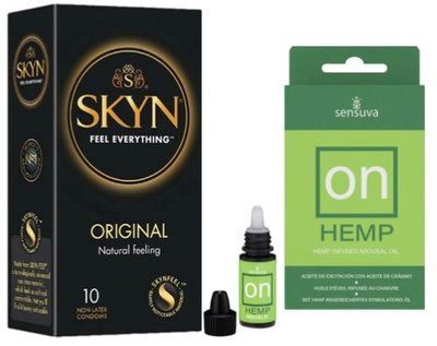 Набор из SKYN Original (10 шт) + жидкий вибратор Sensuva для Her Hemp Infused Arousal Oil (5 мл) SOS9872 фото