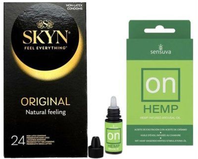 Набор из SKYN ORIGINAL 24 шт. + Жидкий вибратор Sensuva ON for Her Hemp Infused Arousal Oil (5 мл) SOS9972 фото