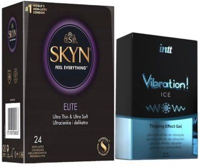 Набір з SKYN Elite (24 шт) + Рідкий вібратор Intt Vibration Ice (15 мл) SOS10122 фото