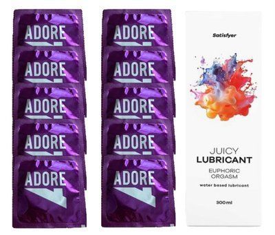 Набір: Pasante Adore 10 шт. + Лубрикант Satisfyer Euphoric Orgasm (300 мл) SOS12081 фото
