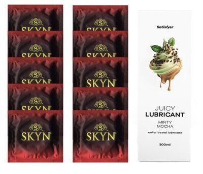 Комплект SKYN Intense Feel 10 шт. + Лубрикант Satisfyer Juicy Lubricant Minty Mocha 300 мл SOS12583 фото