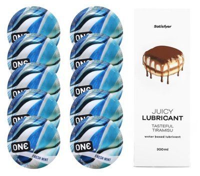 Набор: One Fresh Mint 10 шт. + Лубрикант Satisfyer Tasteful Tiramisu 300 мл SOS12431 фото