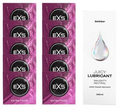 Набір: EXS Extra Thick 10 шт. + Лубрикант Naughty Neutral 300 мл SOS11175 фото