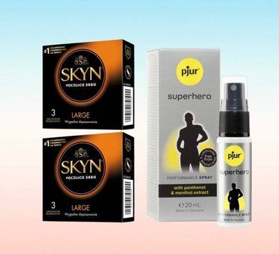 Skyn Large 6 шт та спрей pjur Superhero 20 ml SOS6335 фото