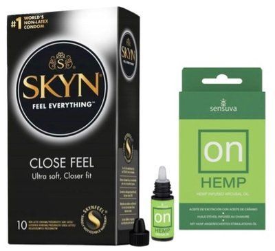 Набор из SKYN Close Feel (10 шт) + жидкий вибратор Sensuva для Her Hemp Infused Arousal Oil (5 мл) SOS9772 фото