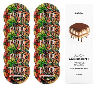 Комплект ONE Tattoo Touch 10 шт. + Лубрикант Satisfyer Juicy Lubricant Tasteful Tiramisu (300 мл) SOS12181 фото