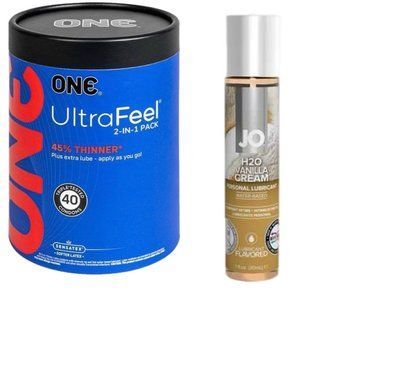 ONE UltraFeel 2-в-1. 40 шт+ Лубрикант на водній основі System JO H2O &mdash; Vanilla Cream (30 мл) SOS6441 фото