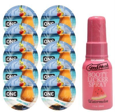 Комплект ONE Island Punch 10 шт + Doc Johnson Booty Licker &ndash; Watermelon, 29 мл SOS13834 фото
