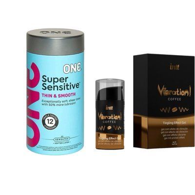 ONE Super Sensitive Pack 12 шт.+ Рідкий вібратор Intt Vibration Coffee (15 мл) SOS6540 фото