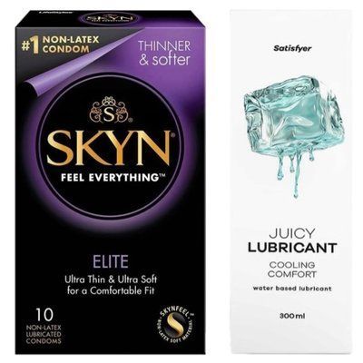 Набор Лубрикант Satisfyer Cooling Comfort 300мл + SKYN Elite 10 шт. SOS12783 фото