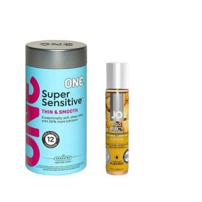 ONE Super Sensitive Pack 12 шт.+ Змазка на водній основі System JO H2O &mdash; Juicy Pineapple (30 мл) SOS6491 фото