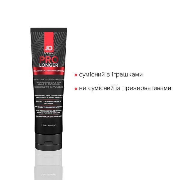 Пролонгер гель System JO Prolonger Gel (60 мл) з олією перцевої м&rsquo;яти, гвоздикового перцю та пачулів SO1834 фото