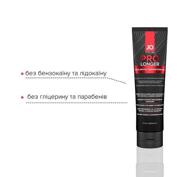 Пролонгер гель System JO Prolonger Gel (60 мл) з олією перцевої м&rsquo;яти, гвоздикового перцю та пачулів SO1834 фото