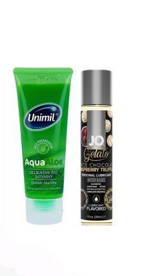 Набір лубрикантів Unimil Aloe 80 мл + System JO White Chocolate Raspberry (30 мл) LB162 фото