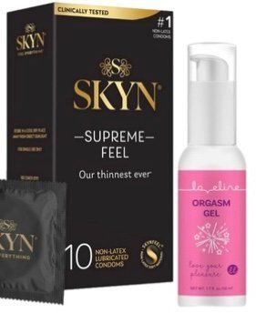 Набор из Skyn ​​Supreme Feel 10 шт + Гель для стимуляции оргазма Loveline Orgasm Gel (50 мл) SOS10281 фото