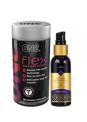 ONE Flex 10 шт. + Змазка на водній основі Sensuva Natural Water-Based Blueberry Muffin (57 мл) SOS6395 фото