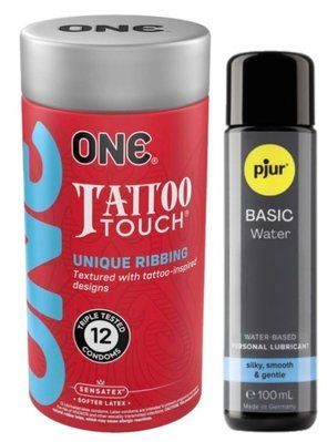 Набор ONE Tattoo Touch Pack 12 шт + Лубрикант Pjur Basic Waterbased 100 мл SOS13042 фото