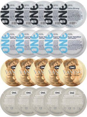 Набір з 20 шт ONE Extra strong + 𝐎𝐍𝐄 𝐒𝐮𝐩𝐞𝐫 𝐒𝐞𝐧𝐬𝐢𝐭𝐢𝐯𝐞 + ONE Vanish + 𝐎𝐍𝐄 𝐏𝐥𝐞𝐚𝐬𝐮𝐫𝐞 𝐃𝐨𝐦𝐞 SOS8170 фото
