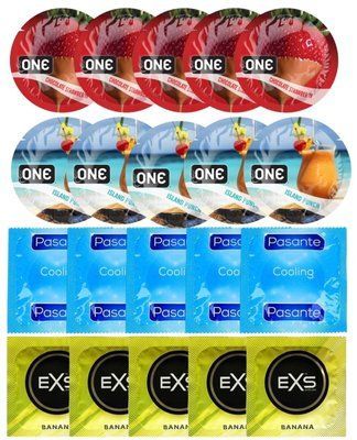 Набір 20 шт ONE Chocolate Strawberry + ONE Island Punch + Pasante Cooling + EXS Banana SOS7226 фото