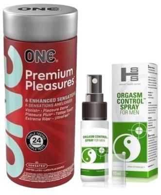 Набор из 24 шт ONE Premium Pleasures + Пролонгатор SEXUAL HEALTH SERIES ORGASM CONTROL SPRAY, 15 МЛ SOS9371 фото