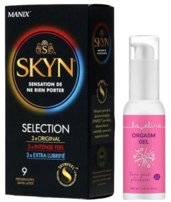 Набір з SKYN Selection (9 шт) + Гель для стимуляції оргазму Orgasm gel, 50 мл Loveline SOS9681 фото