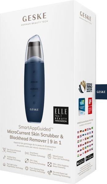 Микротоковый скраббер для кожи и устранение черных точек GESKE MicroCurrent Skin Scrubber&Blackhead Remover 9в1 midnight HB0144 фото