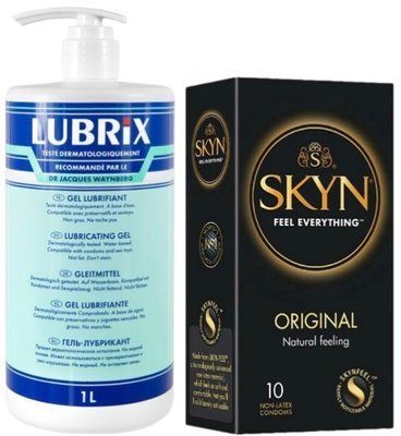 Набор из Лубриканта на водной основе Lubrix (1 л) + SKYN Original 10 шт. SOS8821 фото