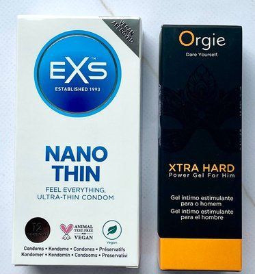 Комплект EXS NANO Thin 12 шт - Гель для стимуляції Orgie Xtra Hard Power Gel For Him, 50 мл SOS3623 фото