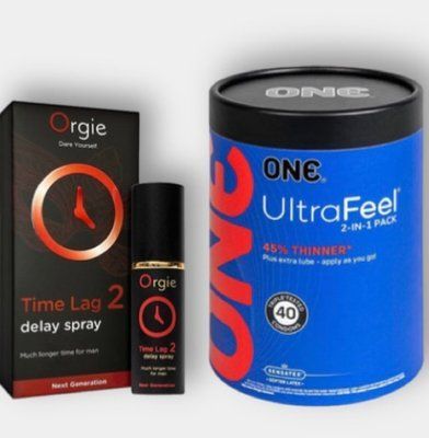 ONE Ultra Feel 40 шт - Пролонгатор Orgie Time Lag 2 Delay Spray, 10 мл SOS6095 фото