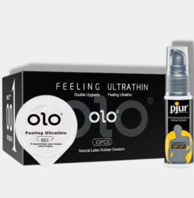 OLO 0.01 Feeling Ultrathin Black 10 шт + Пролонгатор pjur Superhero Serum 20 мл SOS5896 фото
