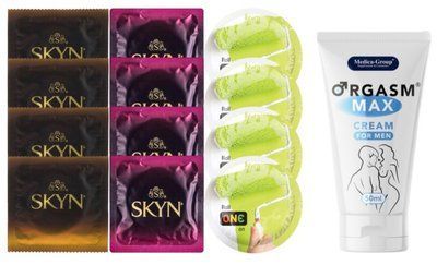 Комплект: Пролонгатор Medica-Group Orgasm Max for Men 50 мл + 8 шт SKYN + 4 шт ONE Color SOS10984 фото