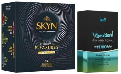 Набор из SKYN Pleasures (42 шт) + Жидкий вибратор Intt Vibration Gin Tonic (15 мл) SOS10031 фото