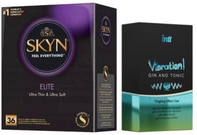 Набор из SKYN Elite 36 шт + Жидкий вибратор Intt Vibration Gin Tonic (15 мл) SOS10231 фото