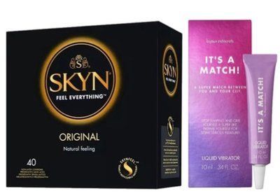 SKYN ORIGINAL 40 шт + Bijoux Indiscrets Clitherapy Liquid Vibrator &ndash; IT'S A MATCH SOS7076 фото